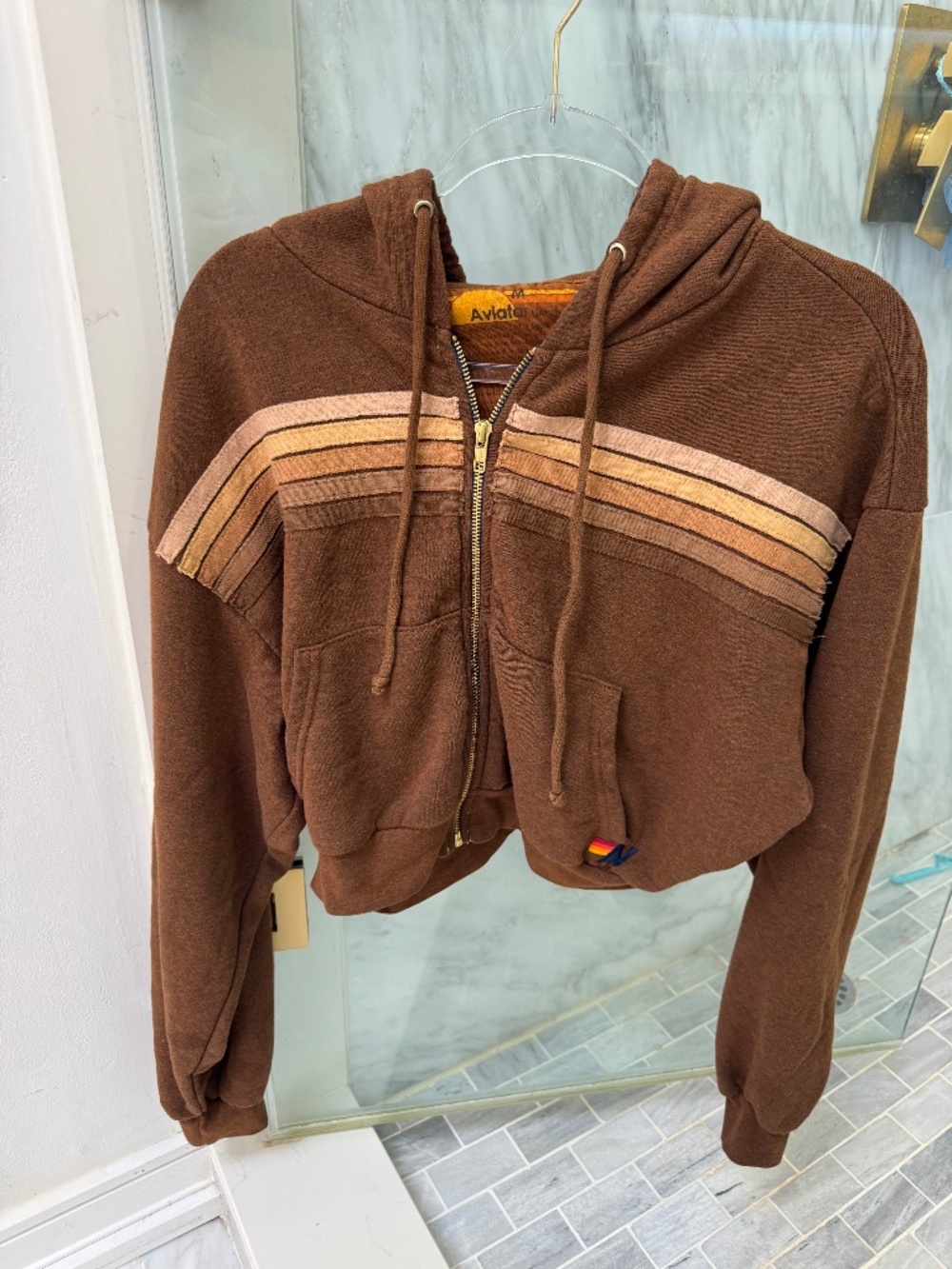Aviator Nation brown stripe sweater